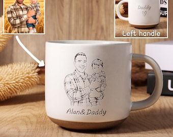 Personalized Ceramic Mug: Laser Engraved Design, Custom Pottery Coffee Mug for Dad/Husband/Mom, Father's Day Gift, Gift for him