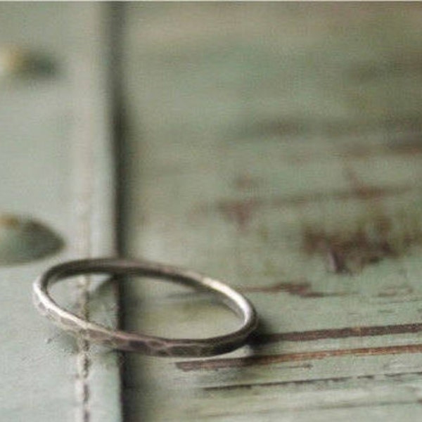 Silver Stacking Ring, Hammered Silver Ring, Simple Silver Ring, Hammered Stack Ring, Rustic Silver Ring, Thin Silver Ring, Metalwork Jewelry