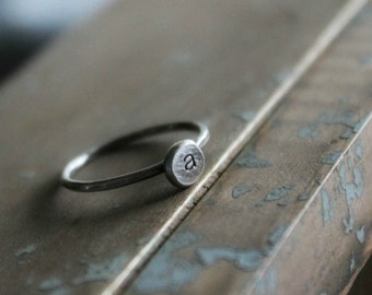 Sterling Silver Pebble Initial Signet Ring