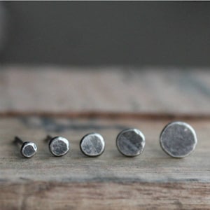 Recycled Silver Studs, Small Silver Studs, Small Pebble Studs Silver, Sterling Silver Dot Studs, Rustic Silver Stud Earrings, Organic Studs