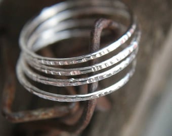 Silver Skinny Rings, Thin Stack Rings, Skinny Rings Silver, Textured Skinny Rings, Knuckle Rings, Midi Rings, Metalwork Jewelry, Minimalist