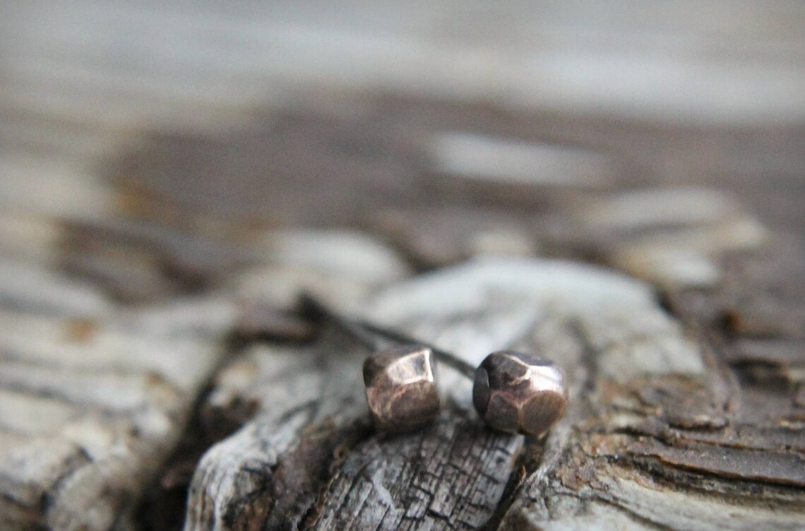 Bronze Stud Earrings Bronze and Sterling Silver Tiny Stud Etsy