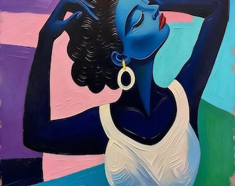 African American Art Color Block Canvas Female Portrait Contemporary Wall Art Home Gallery Decor