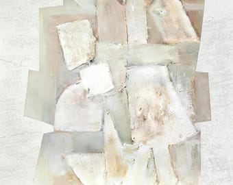 Wabi Sabi Abstract Canvas Earth Tone Block Painting Soft Neutral Texture Art Minimalist Artwork