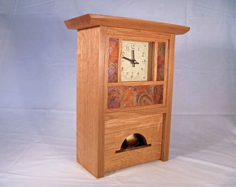 Pendulum Mantel Clock in White Oak
