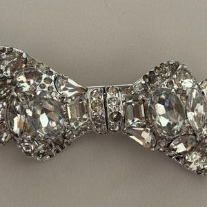 Signed Coro Duette Bow Brooch 1940s Convertible Dress Clips Art Deco Rhinestone Statement Jewelry