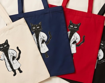 サイエンスキャットトートバッグ｜黒人科学者、STEMアクセサリー、猫好きへのギフト