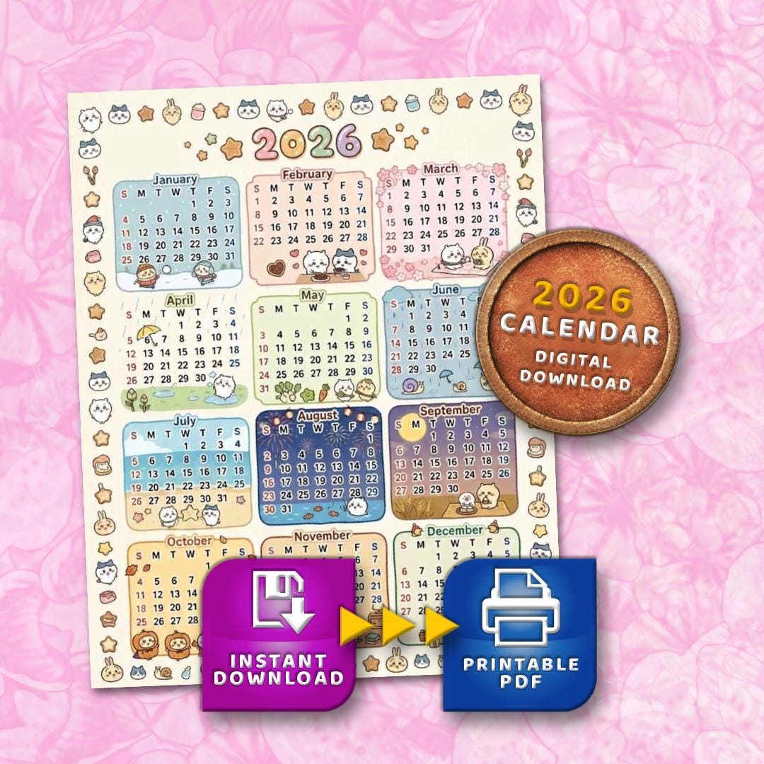 Chiikawa Calendar - Etsy