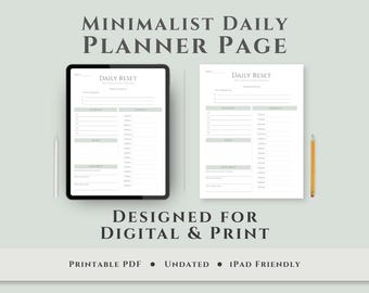 Minimalist Daily Planner Page, Productivity Schedule PDF (Instant Download)