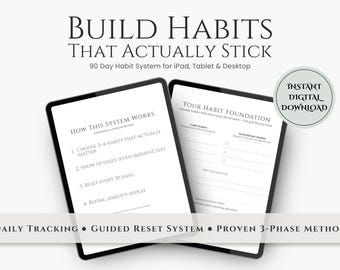 90 Day Habit Tracker System | Digital Wellness & Productivity Planner (GoodNotes, Notability)