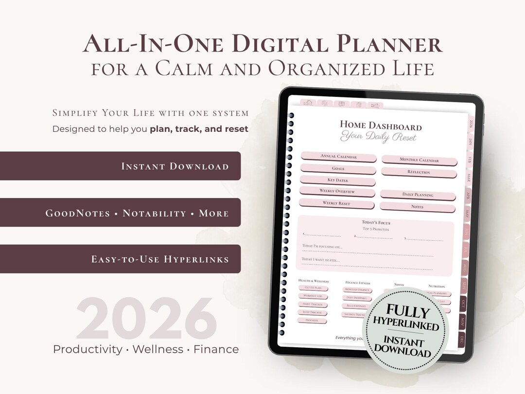 2026 Digital Planner for iPad | Goodnotes Wellness Budget (digital ...