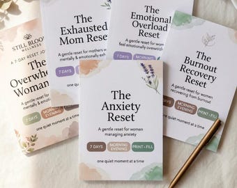 Reset Bundle for Women: Anxiety, Burnout, Overwhelm Journals (PDF Download)