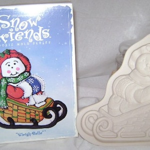 Longaberger Pottery Snow Friends Snowman Sleigh Bells Cookie Mold