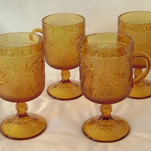 Tiara Indiana Glassware Footed Mugs