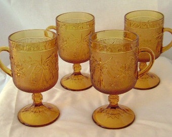 Tiara Indiana Glassware Footed Mugs