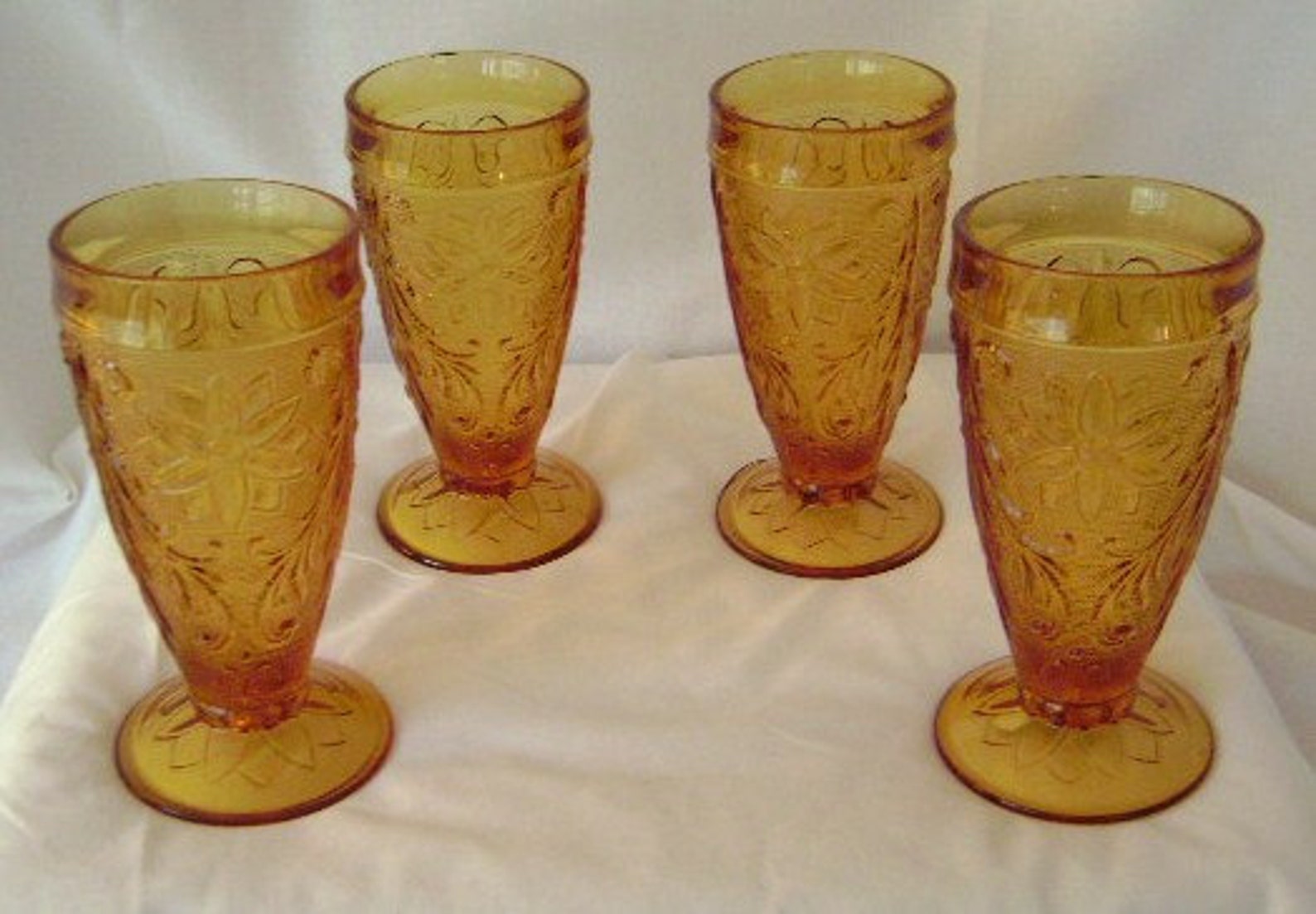 Tiara Indiana Glassware Footed Tumblers - Etsy