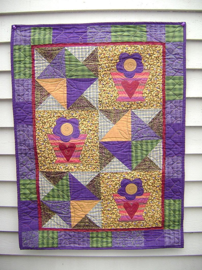 Garden Flower Pots FOLK ART QUILT Wallhanging Etsy
