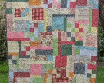 COTTAGE Blossoms TWIN Size QUILT Blanket Lap Comforter