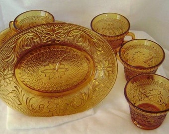 Tiara Indiana Glassware Snack, Luncheon, Bridge or Afternoon Tea Set