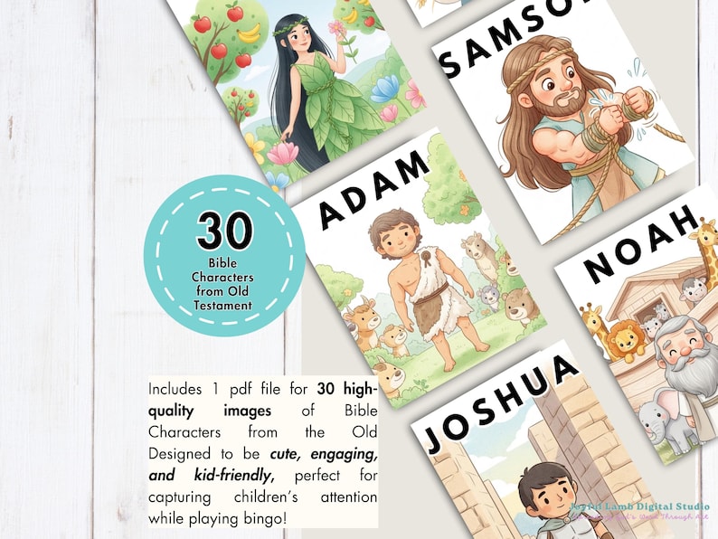 Old Testament Bible Characters Bingo Game Printable for Kids Sunday ...