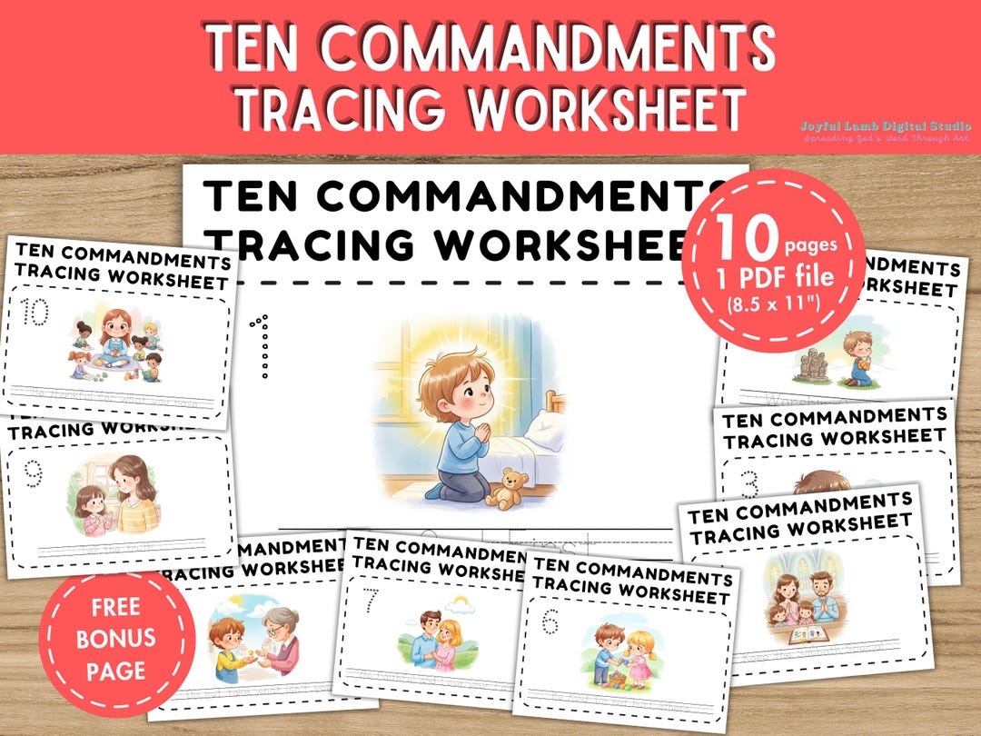Ten Commandments Handwork Ten Commandments Printable Tracing Activity for Christian Preschool ...