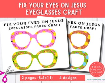Fix Your Eyes on Jesus Eyeglasses Paper Craft Printable for Kids Summer VBS Sunday School Homeschool Discipleship Activity
