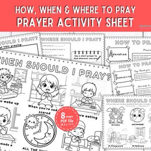 Hoe wanneer en waar kan ik bidden Bijbelactiviteit Placemat Afdrukbare gebedsgids Stille tijd Devotionele activiteit