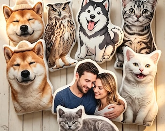 Almohada fotográfica personalizada, cojín con retrato de mascota o familia personalizado, regalo para papá o hijo.