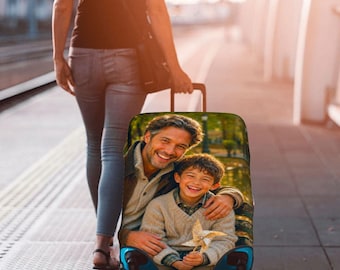 Custom Photo Luggage Cover,Personalized Travel Accessory,Fits Suitcases 18-32 Inch, Father's Thickened Luggage Cover,Perfect Gift for dad