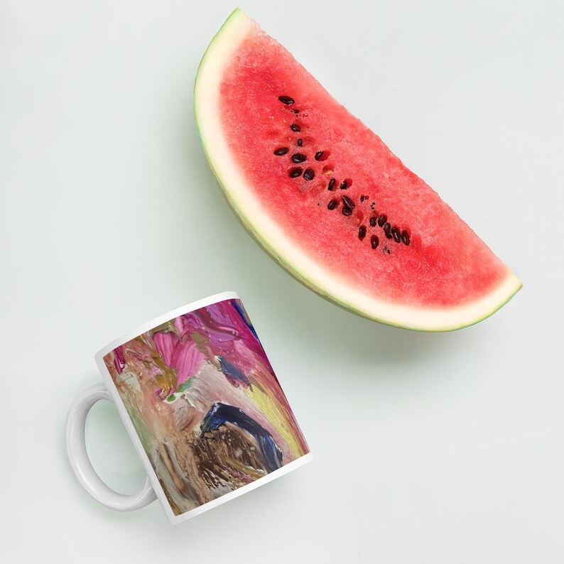 Original Abstract Oil Painting Ceramic Mug, Expressive Brush Strokes ...