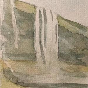 Skogafoss Iceland Watercolor Painting: 6x4” Travel Art