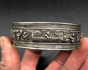 Navajo 12K Storyteller Cuff Bracelet Tom Sylvia Kee 12KT Gold