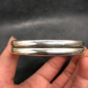 Vintage Silver Tone Copper “Fu & Shou” Cuff Bangle Pair, Traditional Chinese Folk Jewelry
