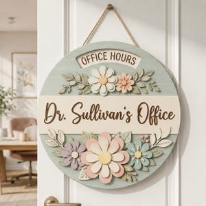 Custom Office Status Sign, Personalized Office Door Hanger, Teacher Office Decor, Counselor Office Sign, Wooden Name Plate Gift image 2