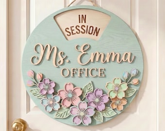 Custom Office Status Spinner Sign, Personalized Office Door Sign, Teacher Door Decor, Counselor Office Sign, Wooden Office Gift