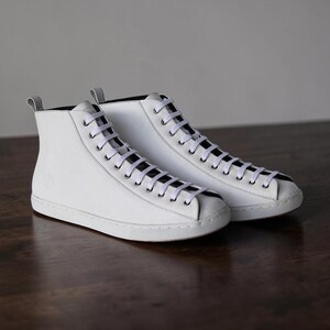 Men's Leather Derby Sneakers Boots D13B White Atmal Size 38-43 Jumbo Size 44-47