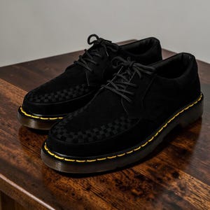 Bkack Leather Dreby Shoes - Minimalist Matte Finish, Classic Lace - Up Dress Shoes for Men