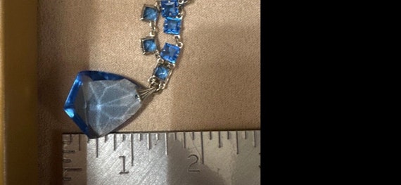 Vintage Blue Edwardian Czech Crystal Pendant Neck… - image 8