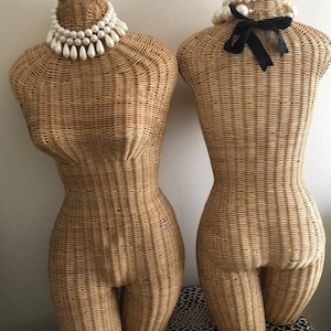Vintage Wicker Dress Form Mannequin Female Torso Exhibit Display