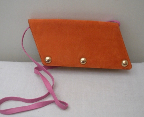 Vintage 1960’s Suede Pink Yellow Orange Colorblock