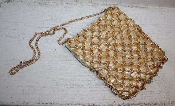 Vintage 1960’s Gold Magid Ring Chain Link Bag Pur… - image 1