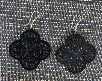 Vintage Black Art Deco Style Earrings