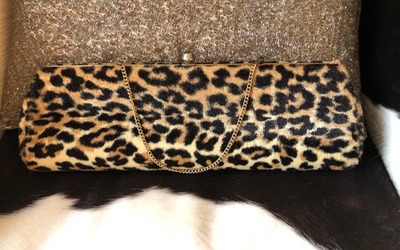 Black Handle Leopard Clutch