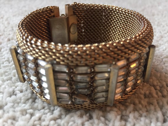 Vintage 1950's Signed Hobe Midcentury Gold Mesh B… - image 2