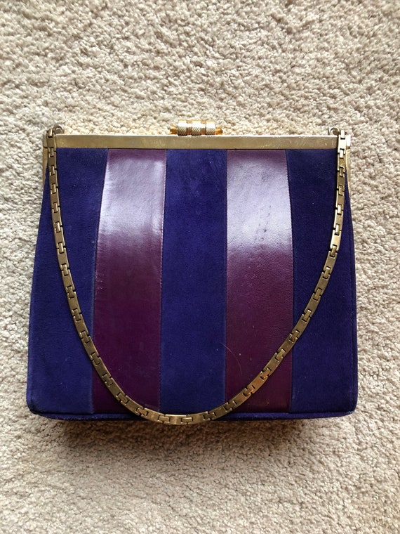 1960's Purple Suede Kidskin and Leather Brass Fram