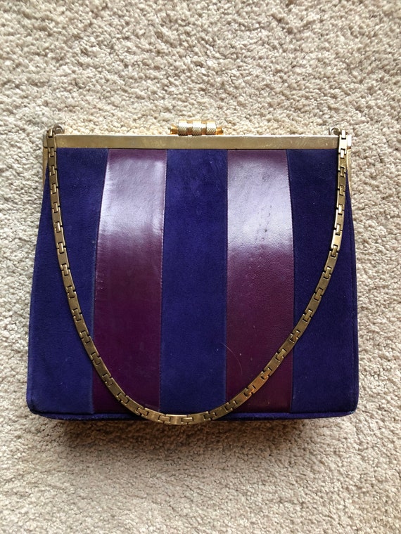 1960's Purple Suede Kidskin and Leather Brass Frame & | Etsy