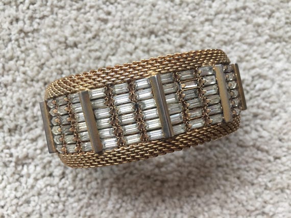 Vintage 1950's Signed Hobe Midcentury Gold Mesh B… - image 1