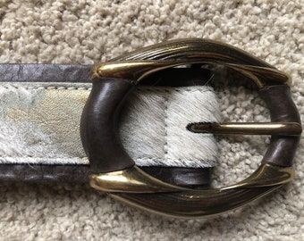 Vintage Gold Cream Metallic Cowhide Belt Streets Ahead