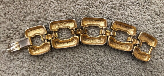 Vintage 1970's Black Gold Rhinestone Link Bracelet - image 2