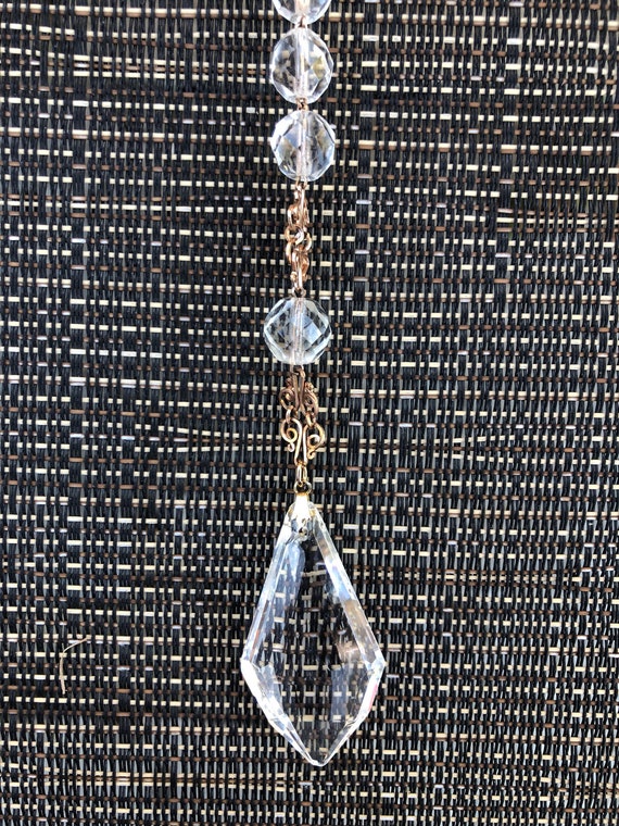 Vintage 1940's Long Crystal Drop Necklace - image 2